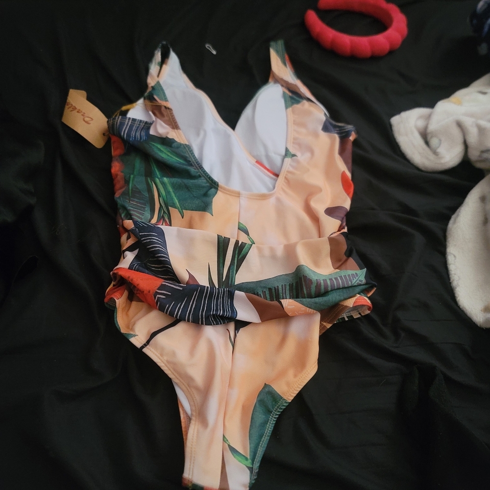 Multicolor Swimsuit with wrap skirt cover up